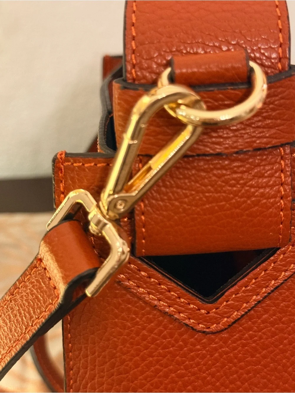 Leather Shoulder Bag in Rustic Orange